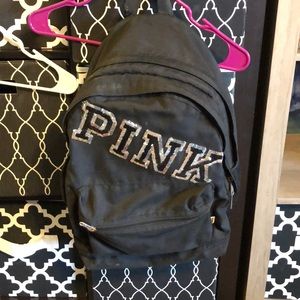 Black PINK double zip backpack